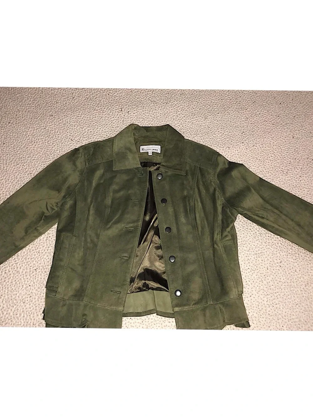 moss green suede peplum jacket - Picture 1 of 4
